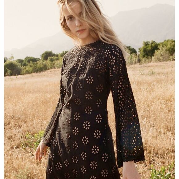 Doen Dresses & Skirts - Doen Francoise Black Eyelet Cotton Maxi Dress Small